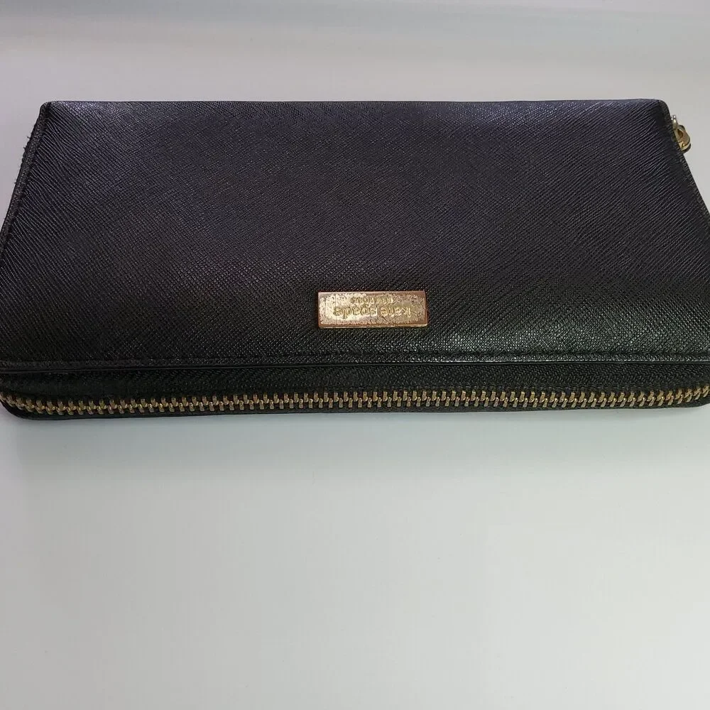 Kate Spade NY Crossgrain Zip Around Full Size Wallet Black
